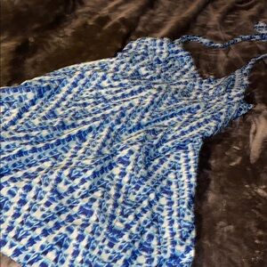 Blue and White Patterned halter Dress